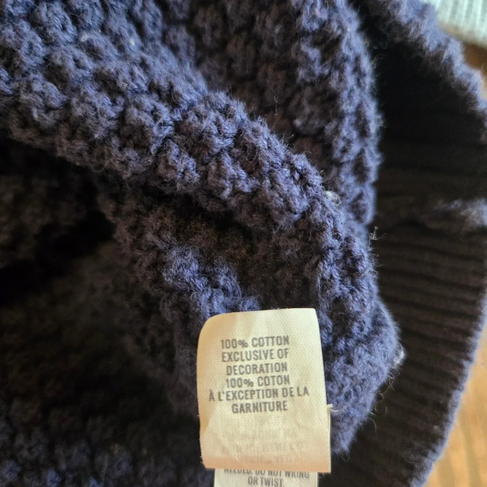 Aerie Sweater Womens Large Navy Collegiate Oversized Cardigan Varsity Letterman - Picture 6 of 12